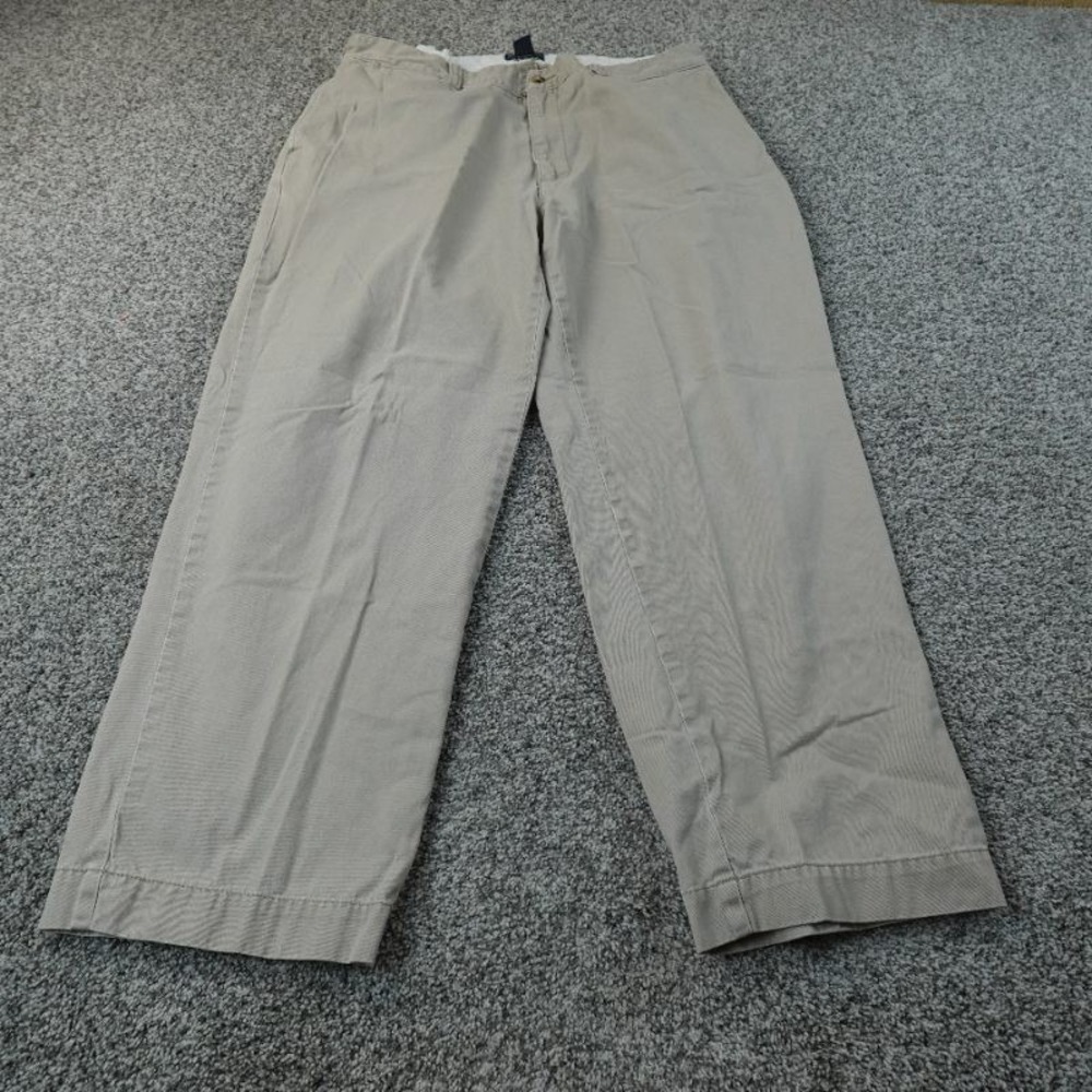 VTG Polo Ralph Lauren Pants Mens 38X30 Beige Tan Chino Trouser Flat Front Preppy